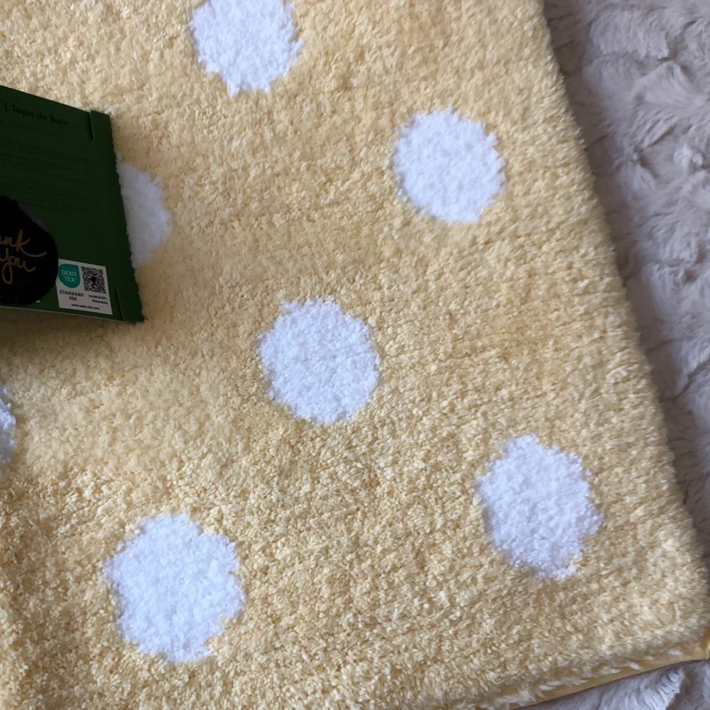 kate spade Yellow and White Polka Dot Bath Rug Mat